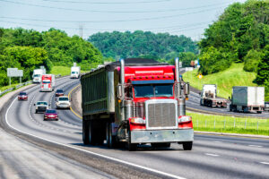 Semi-truck-Climbs-Hill-on-Interstate