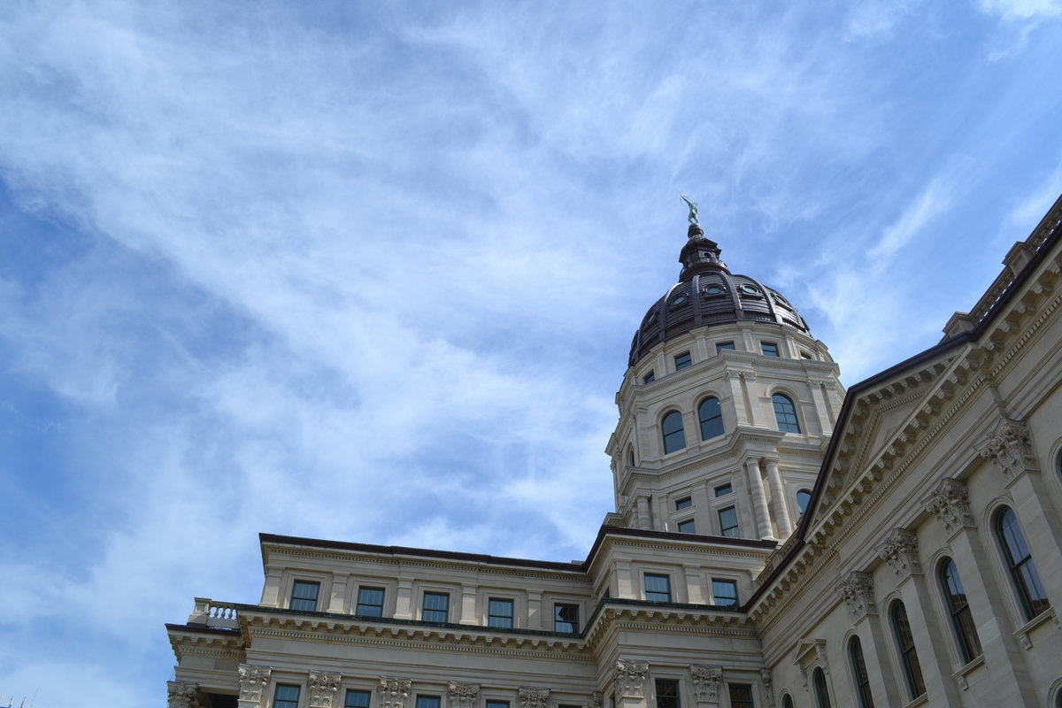 The warrior Ad Astra stands upon the dome of the Kansas statehouse in Topeka