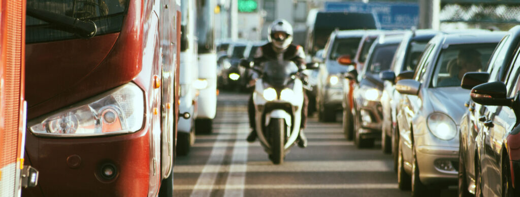 Traffic jam on busy road