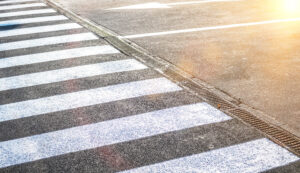 Crosswalk on the road for safety. Crosswalk on the street, logistic import export and transport industry photo