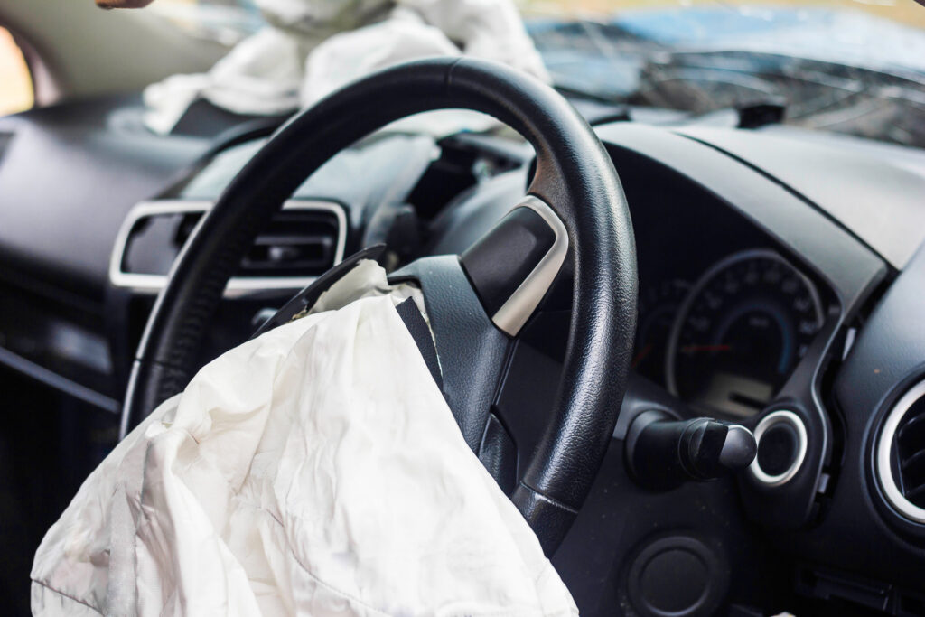 Airbag exploded at a car accident,Car Crash air bag.