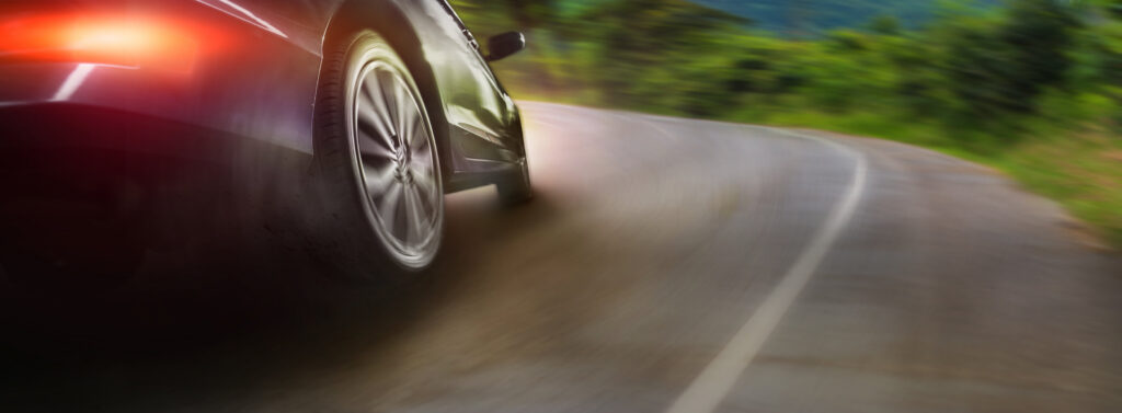 Sport car wheel drifting on the road background